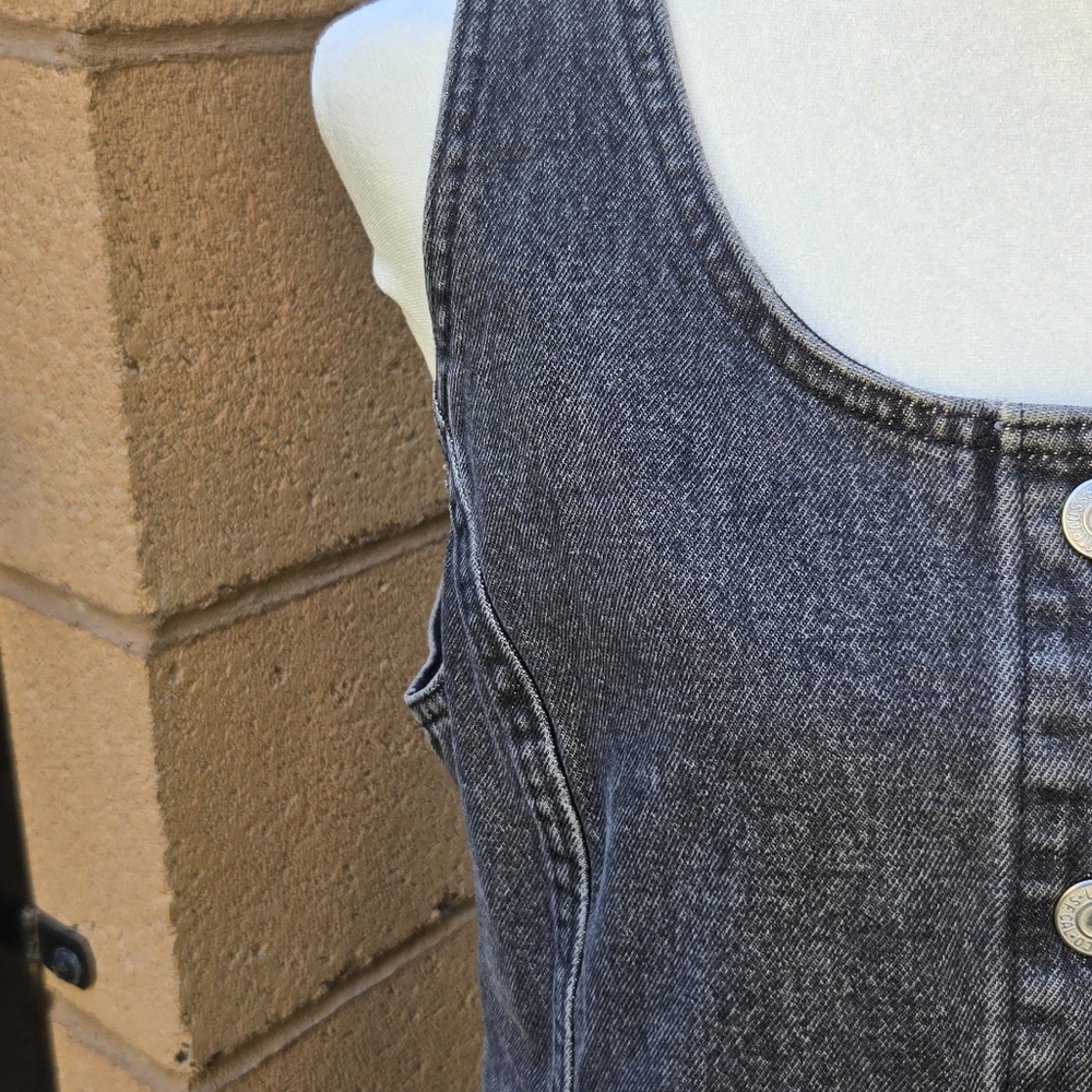 Levi's Grey Button-Front Black Denim Pinafore Dress - Picture 4 of 13